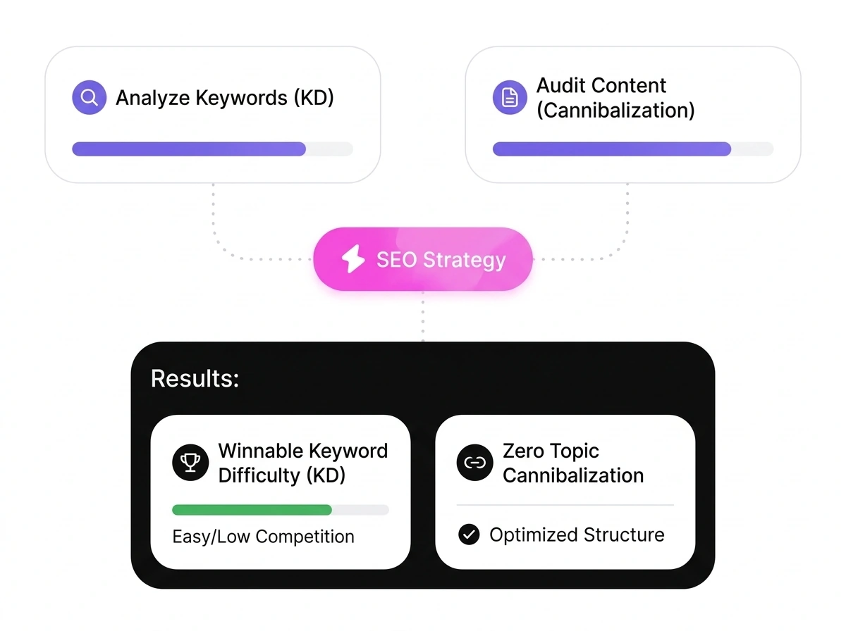 Domain-matched keyword discovery and SERP competition analysis