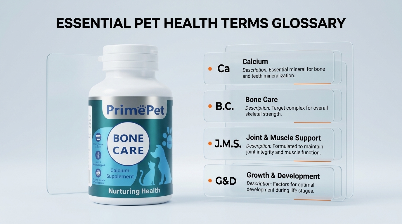 Detailed conceptual illustration explaining Essential Pet Health Terms Glossary: Common Clinical Abbreviations Explained